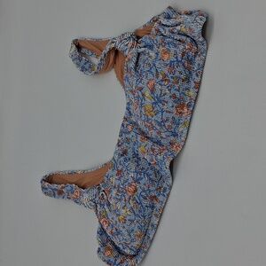 J. Crew Afternoon Floral Scrunchie Knotted Scoopneck Bikini Top Blue 3X